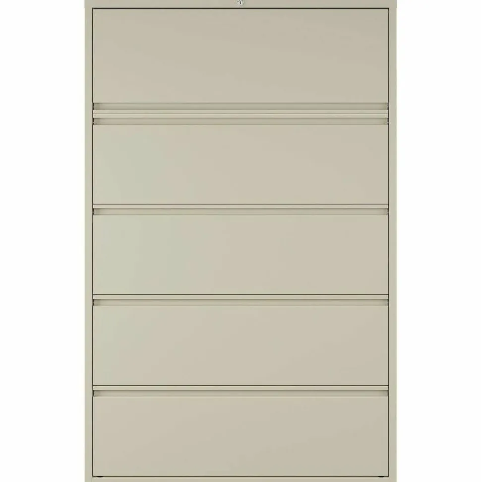 Lorell Fortress 42"W x 18-5/8"D Lateral 5-Drawer File Cabinet, Putty