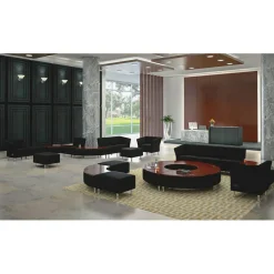 Lorell Fuze Modular Crescent Bonded Leather Connector Table, Mahogany/Black