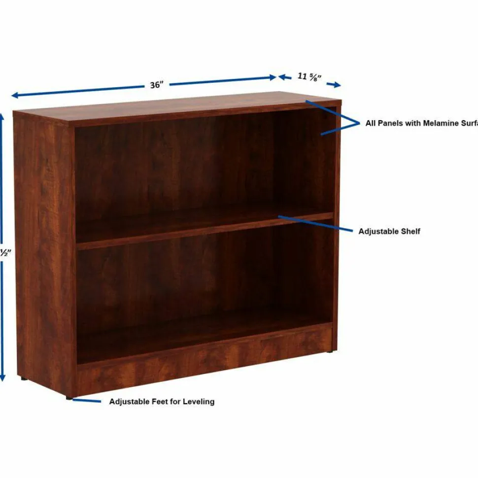 Lorell 30"H 2-Shelf Bookcase, Cherry