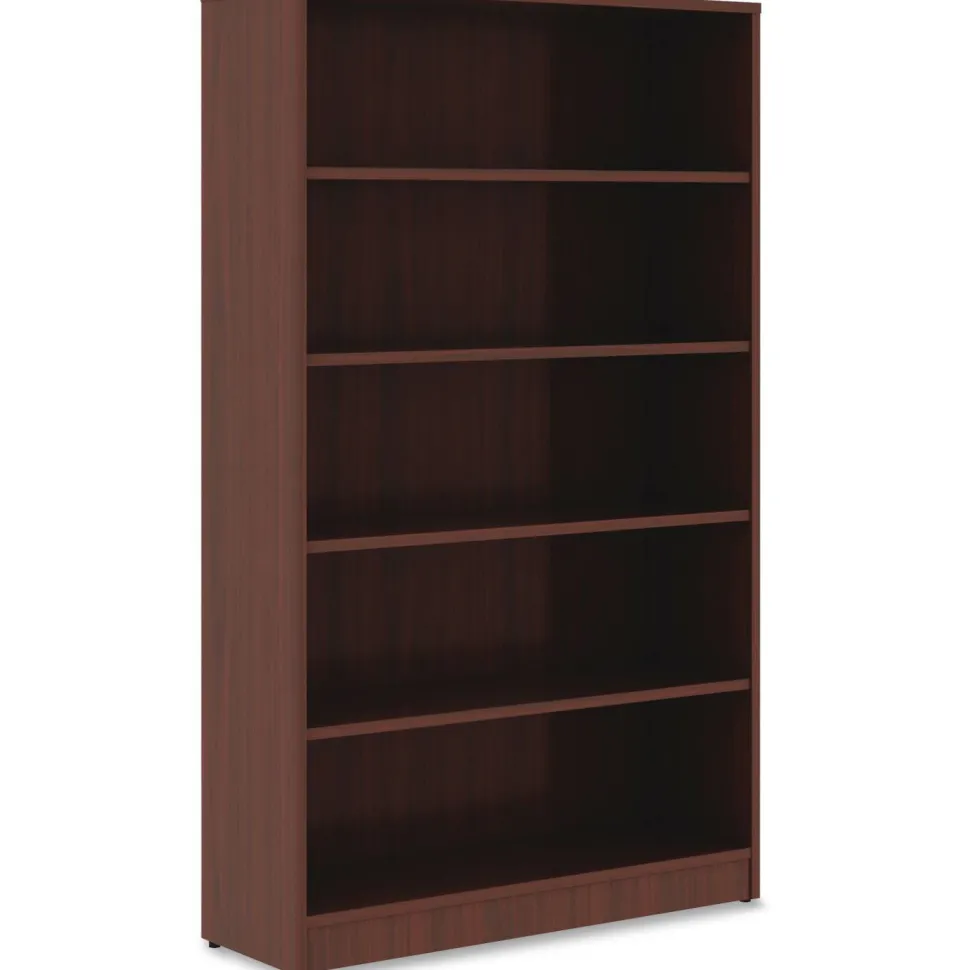 Lorell 60"H 5-Shelf Bookcase, Mahogany
