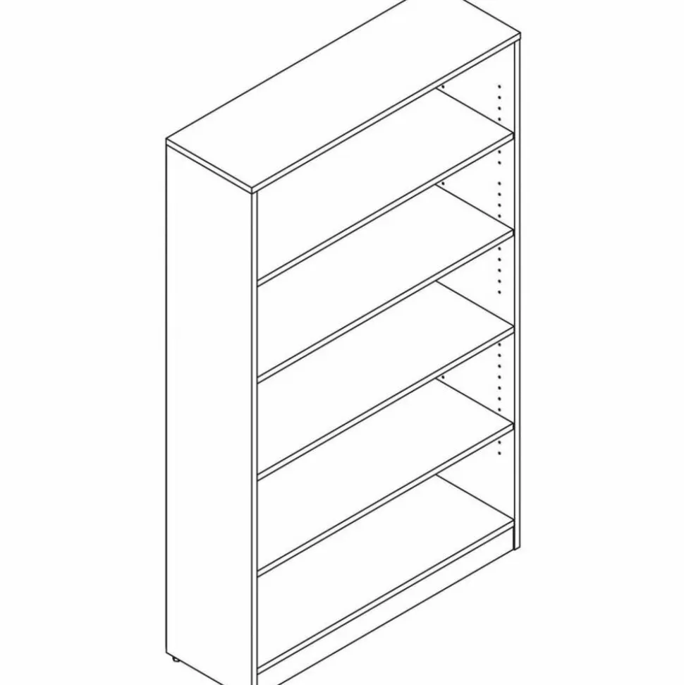 Lorell 60"H 5-Shelf Bookcase, Walnut