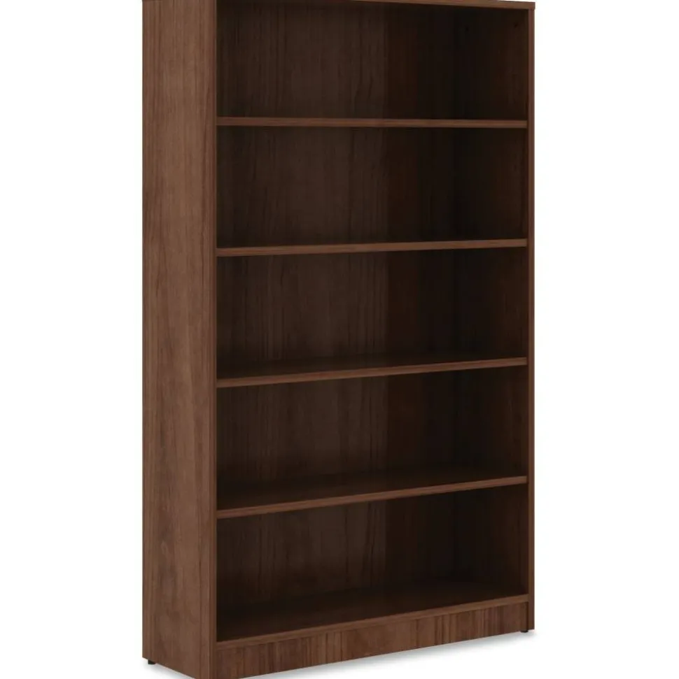 Lorell 60"H 5-Shelf Bookcase, Walnut