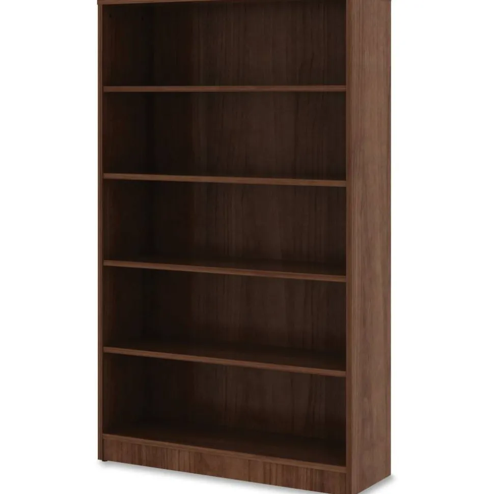 Lorell 60"H 5-Shelf Bookcase, Walnut