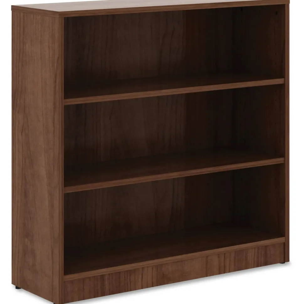 Lorell 36"H 3-Shelf Bookcase, Walnut