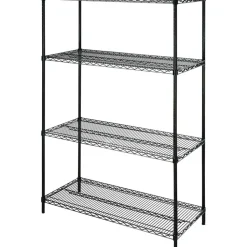 Lorell Industrial Wire Shelving Starter Unit, 48"W x 18"D, Black