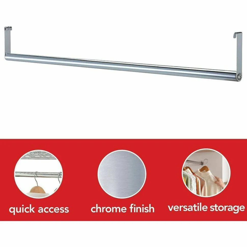 Lorell Industrial Wire Shelving Garment Hanger Bar, 36"W, Chrome