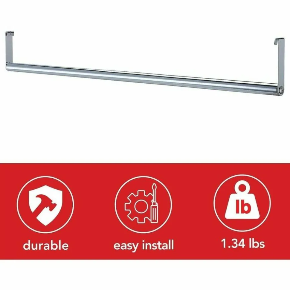 Lorell Industrial Wire Shelving Garment Hanger Bar, 36"W, Chrome