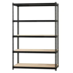 Lorell Iron Horse 2300 lb Capacity Riveted Shelving - 5 Shelf(ves) - 72" x 48"x 18" Depth - 30% Recycled - Black - Steel, Particleboard - 1 Each