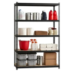Lorell Iron Horse 2300 lb Capacity Riveted Shelving - 5 Shelf(ves) - 72" x 48"x 24" Depth - 30% Recycled - Black - Steel, Particleboard - 1 Each