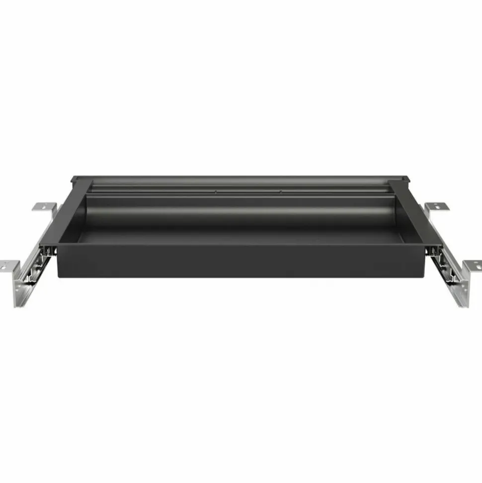 Lorell Laminate Desk 4-compartment Drawer, Black