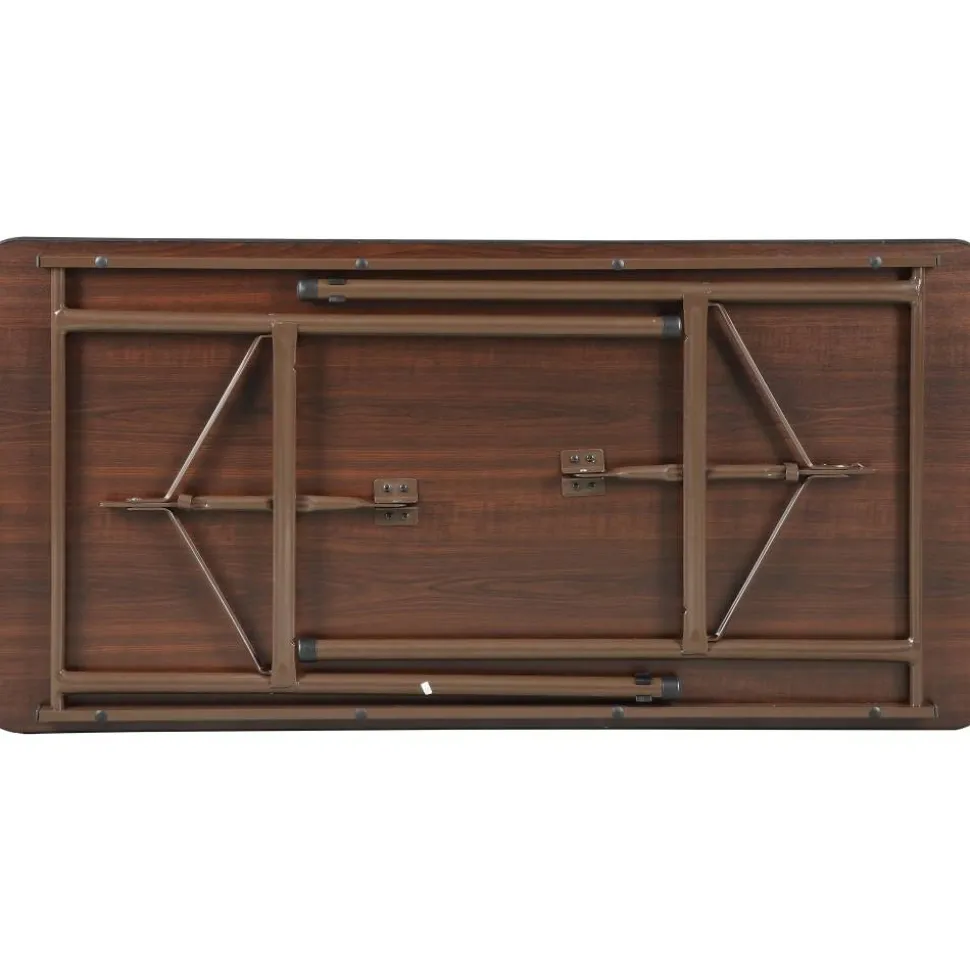 Lorell Laminate Economy Folding Table, 29"H x 48"W x 24"D, Mahogany
