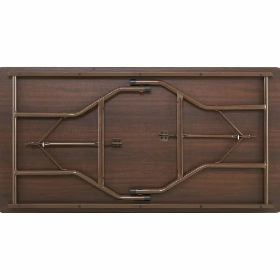Lorell Laminate Economy Folding Table, 29"H x 60"W x 60"D, Mahogany