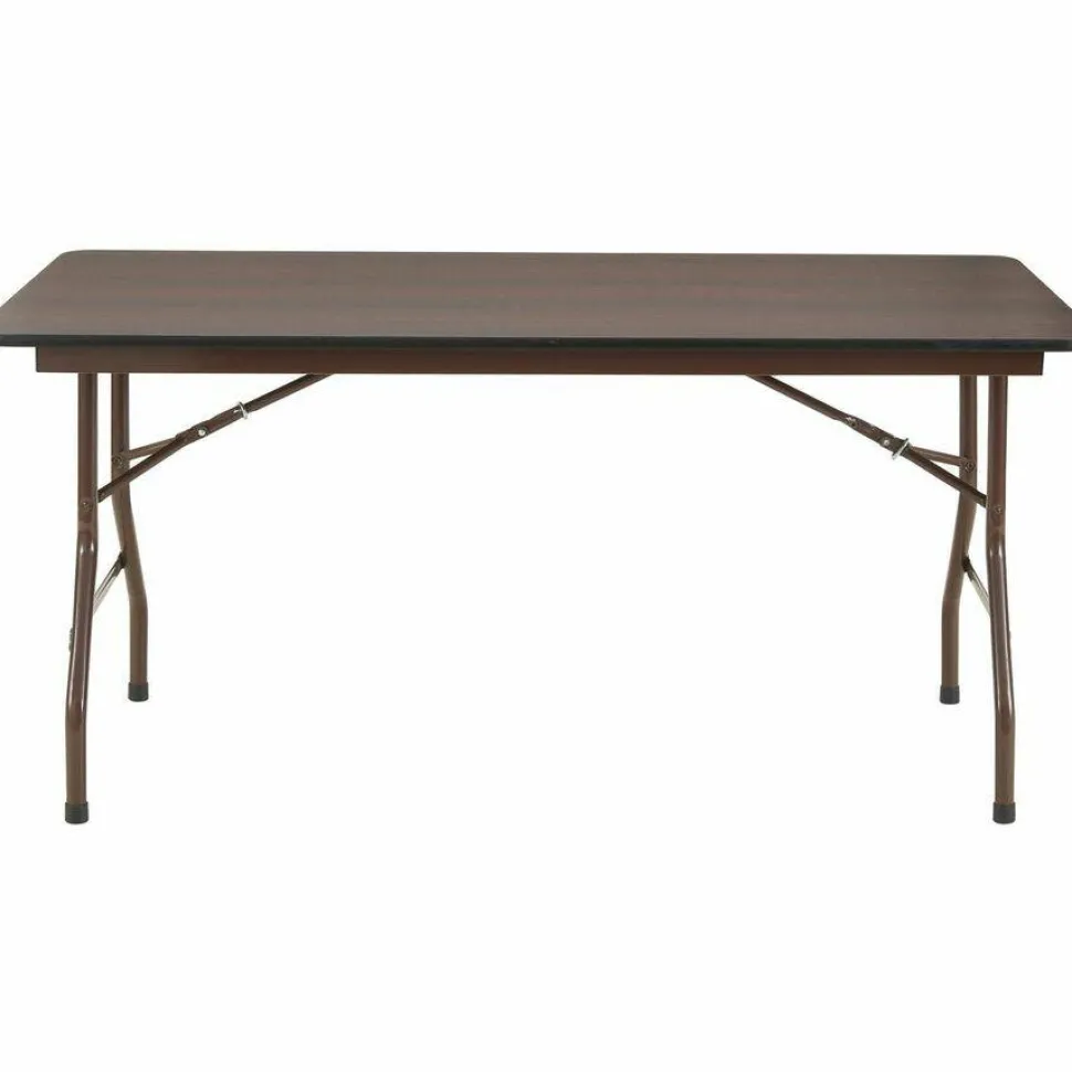 Lorell Laminate Economy Folding Table, 29"H x 60"W x 60"D, Mahogany