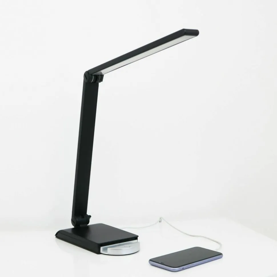 Lorell LED USB Smart Device Station Task Light, Dimmable, Black