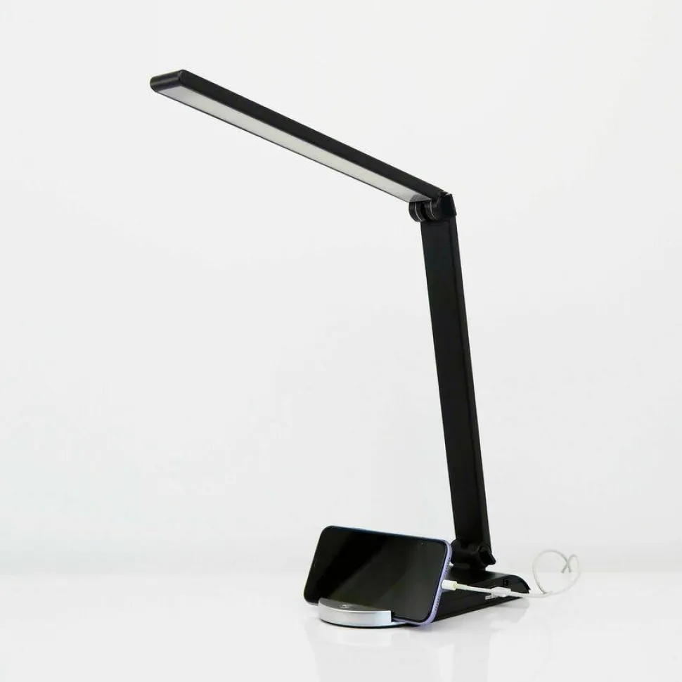 Lorell LED USB Smart Device Station Task Light, Dimmable, Black
