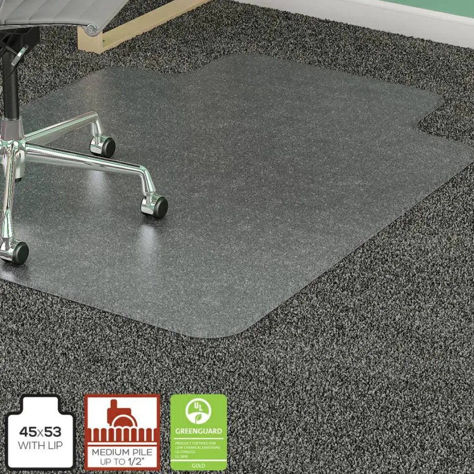 Lorell Lipped Chair Mat for Medium-Pile Carpet - 45" x 53"