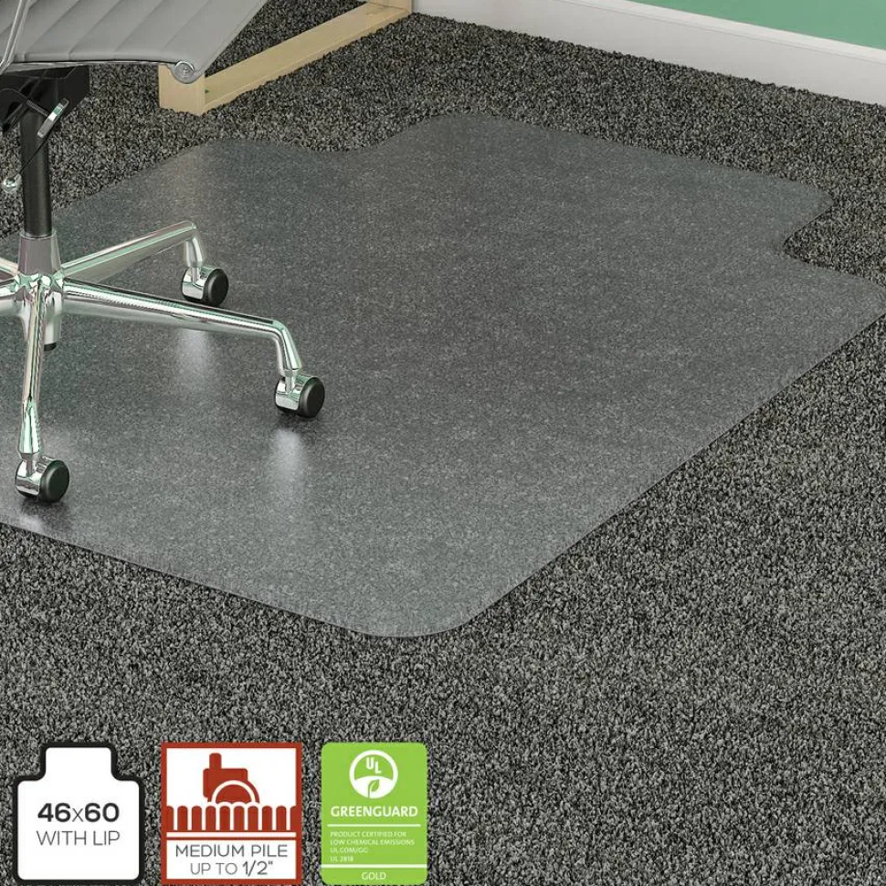 Lorell Lipped Chair Mat for Medium-Pile Carpet - 48" x 60"