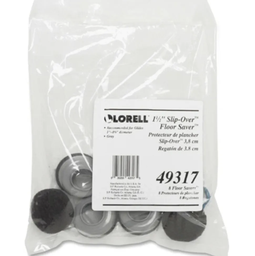 Lorell LLR49317 Hard Floor Savers Slip-On Covers, 1 1/2", Gray, Set Of 8