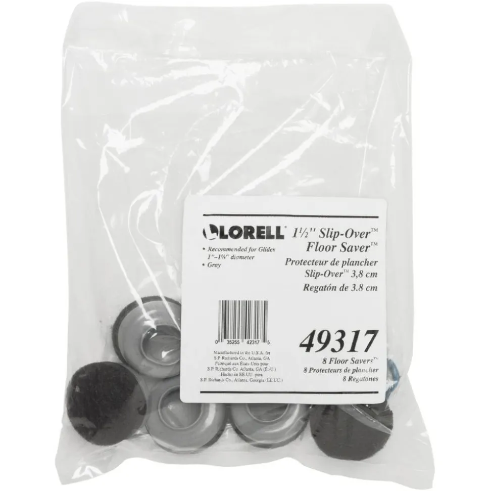 Lorell LLR49317 Hard Floor Savers Slip-On Covers, 1 1/2", Gray, Set Of 8