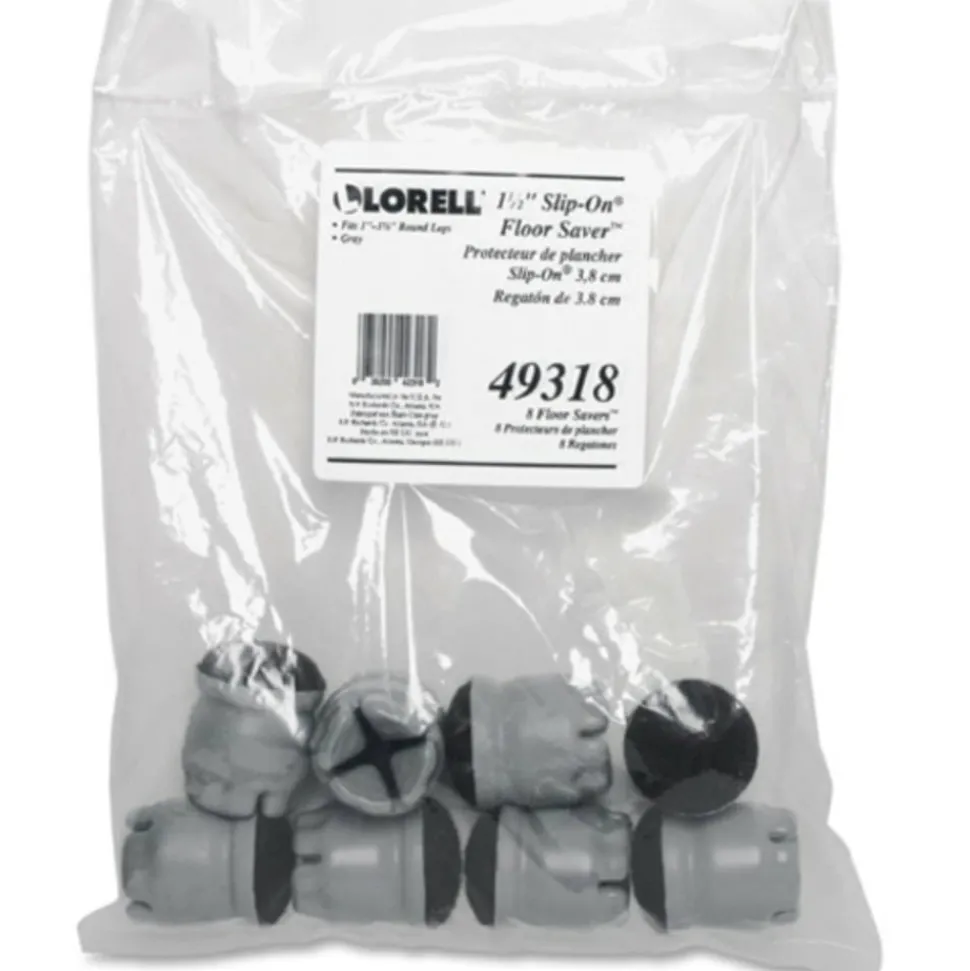 Lorell LLR49318 Hard Floor Savers Slip-On Covers, 1 1/2", Gray, Set Of 8