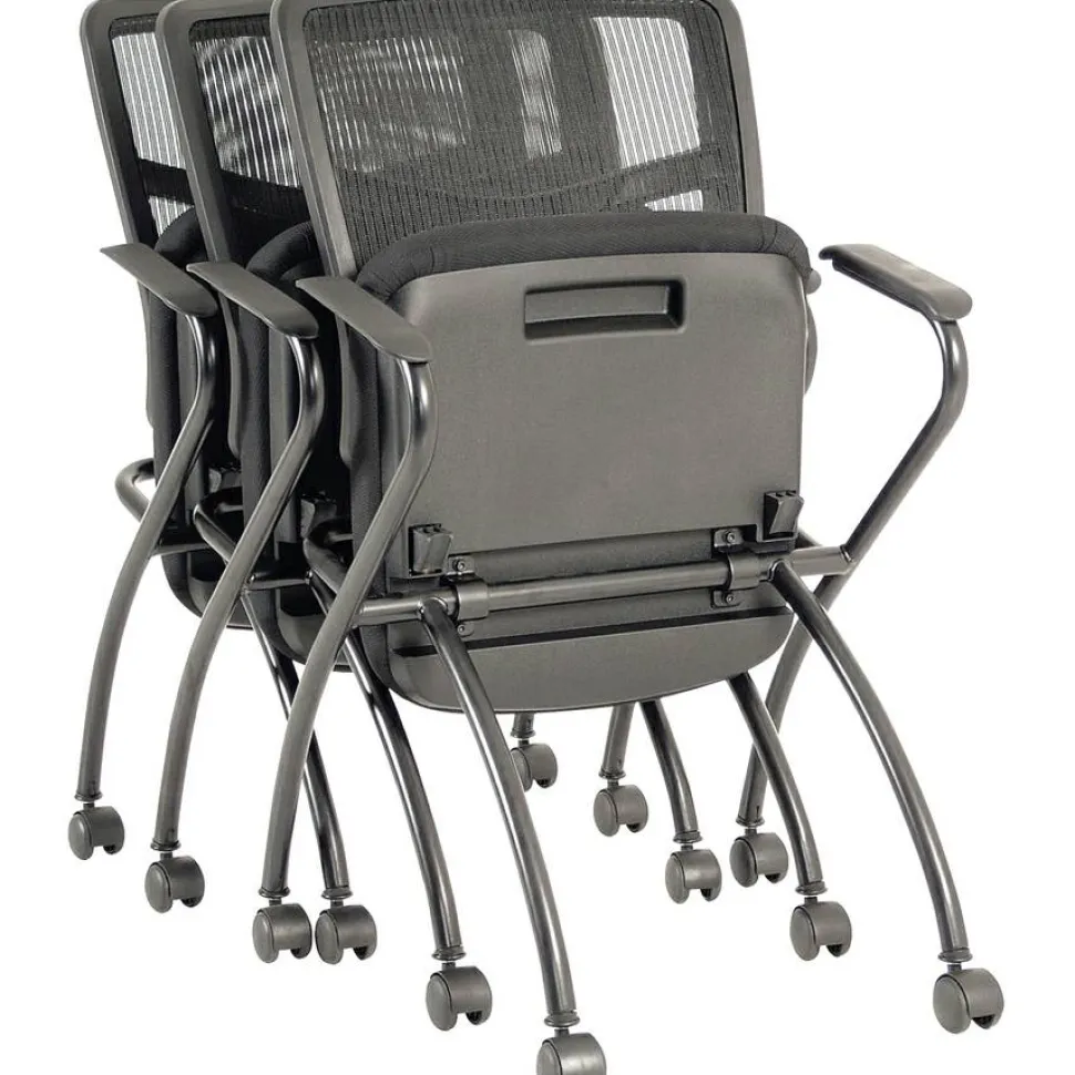 Lorell Mesh Back Nesting Training/Guest Chairs