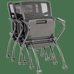 Lorell Mesh Back Nesting Training/Guest Chairs