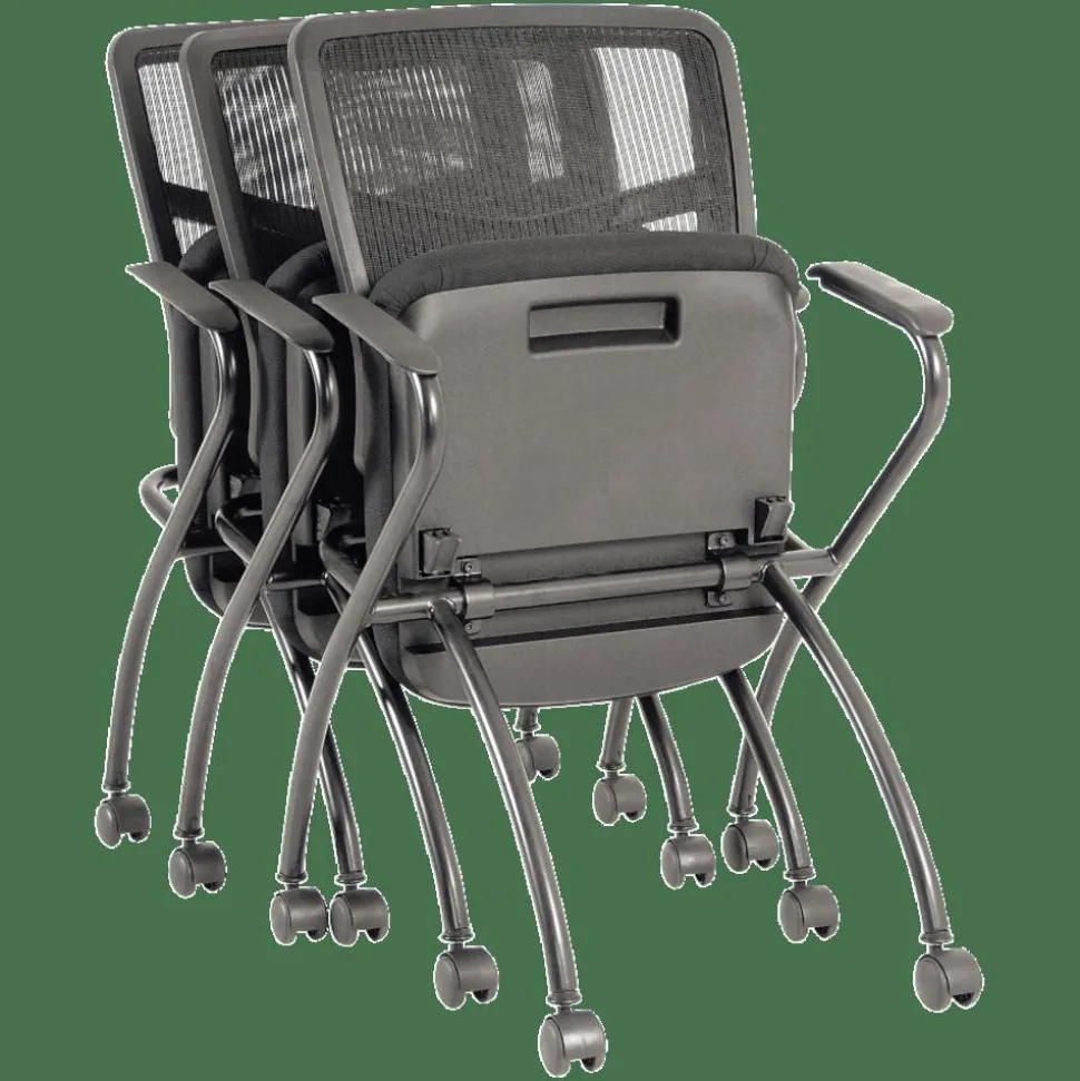 Lorell Mesh Back Nesting Training/Guest Chairs