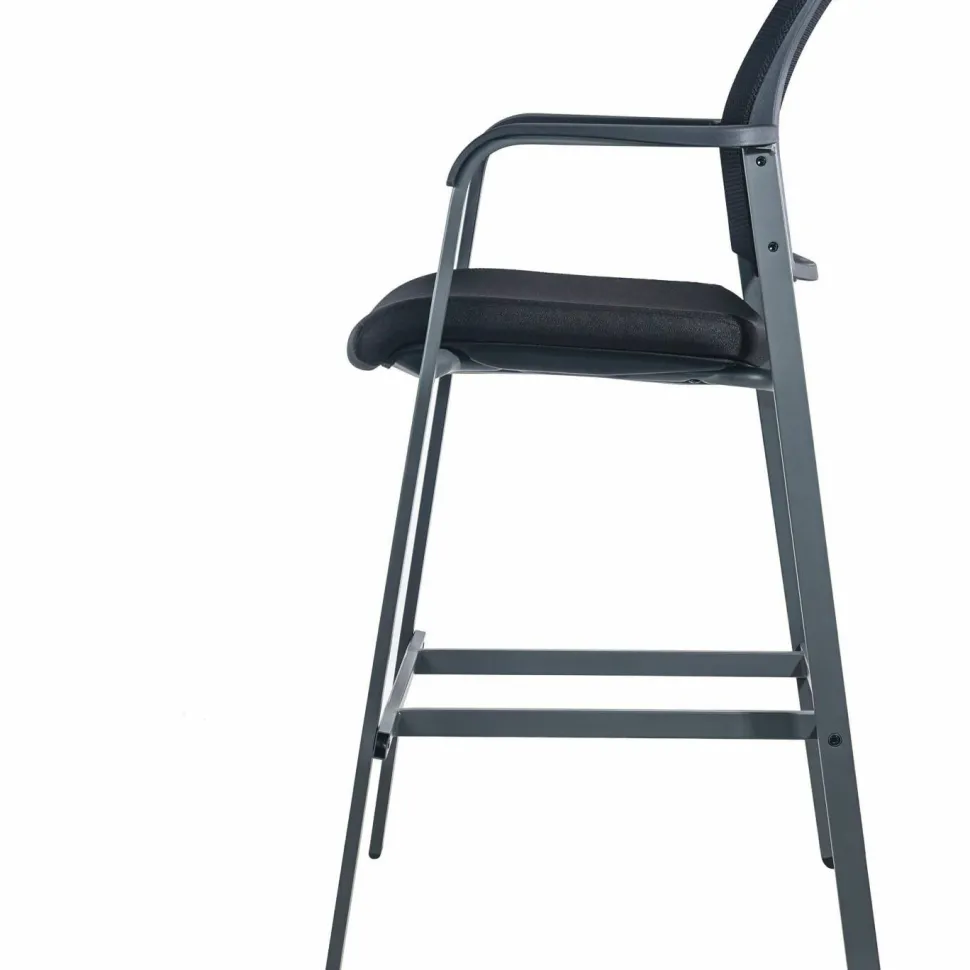 Lorell Mesh Back Stackable Guest Stool, Black/Gray