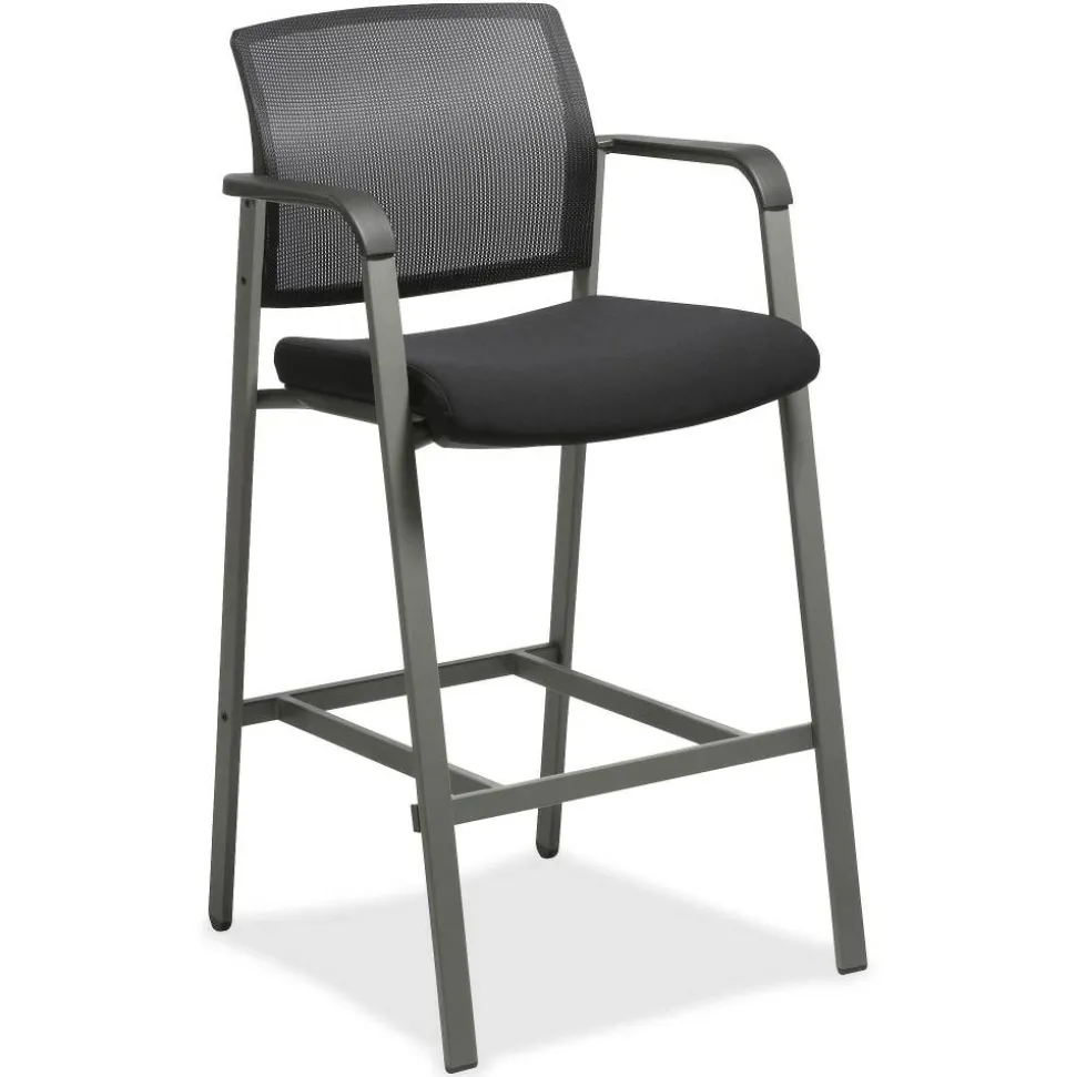 Lorell Mesh Back Stackable Guest Stool, Black/Gray