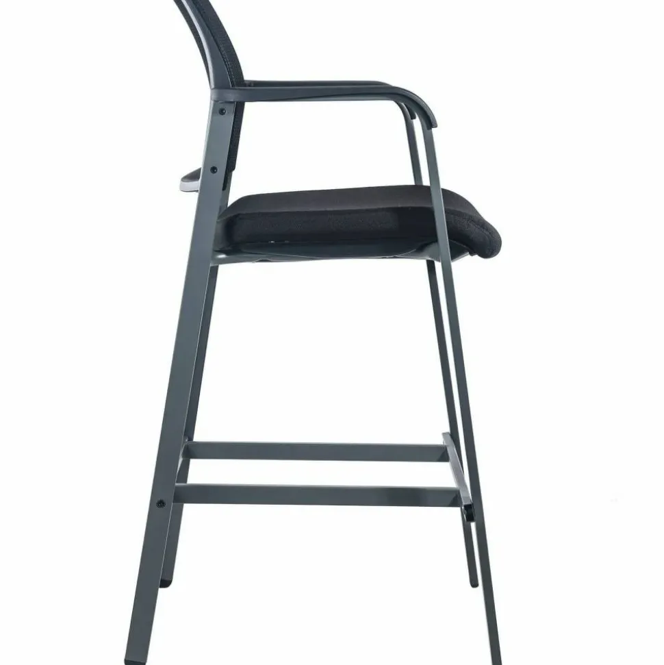 Lorell Mesh Back Stackable Guest Stool, Black/Gray