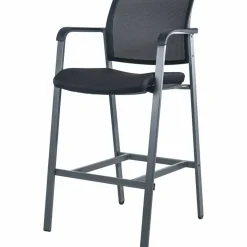 Lorell Mesh Back Stackable Guest Stool, Black/Gray
