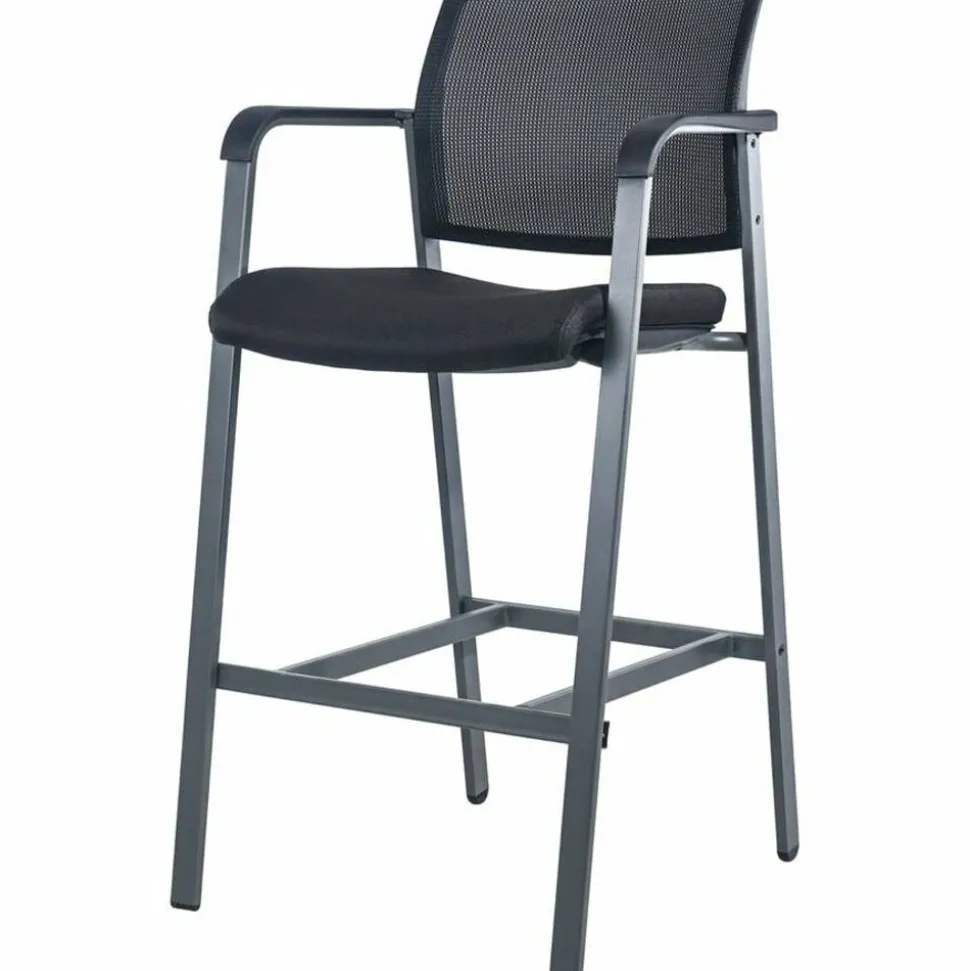 Lorell Mesh Back Stackable Guest Stool, Black/Gray