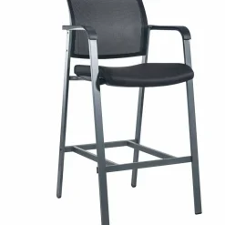 Lorell Mesh Back Stackable Guest Stool, Black/Gray