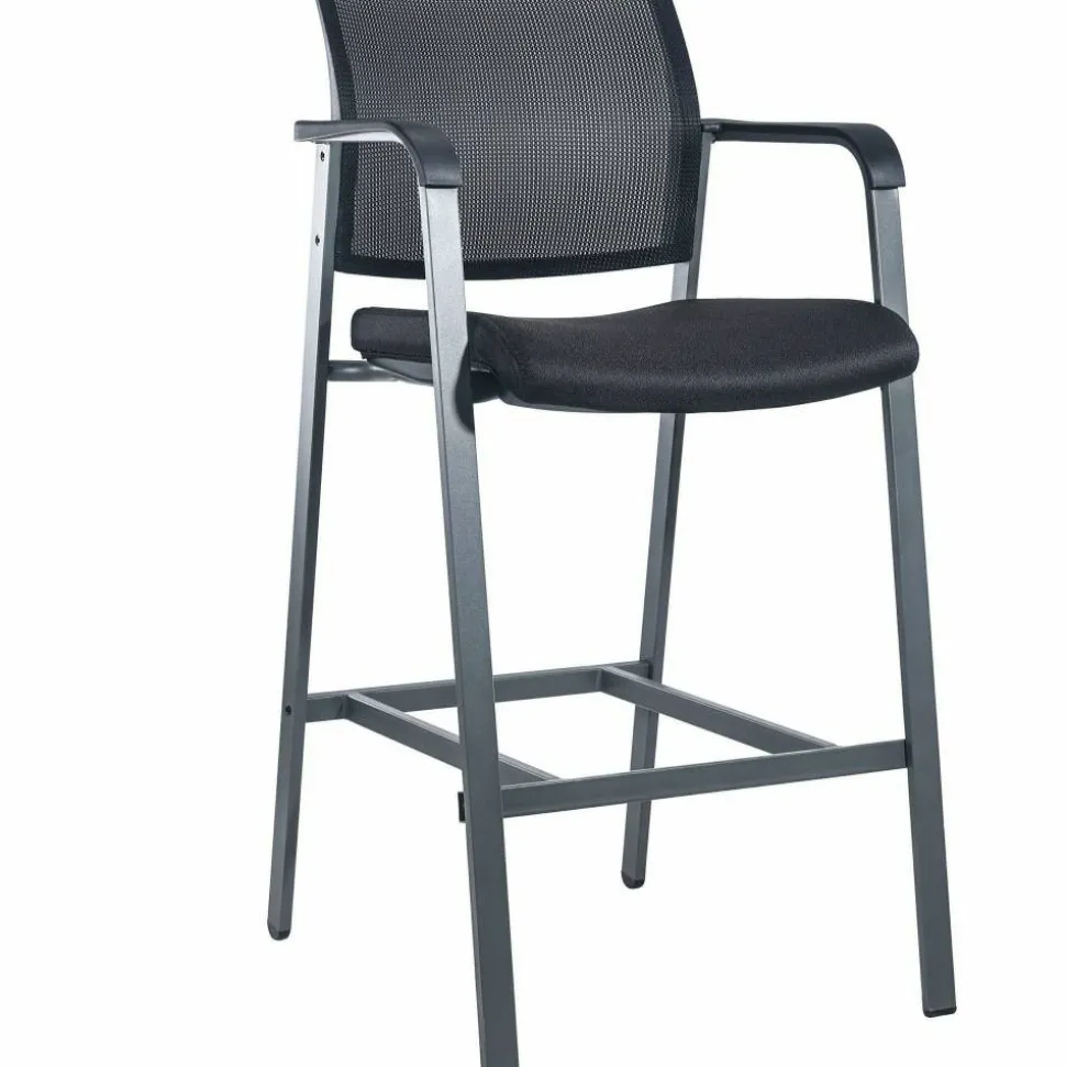 Lorell Mesh Back Stackable Guest Stool, Black/Gray