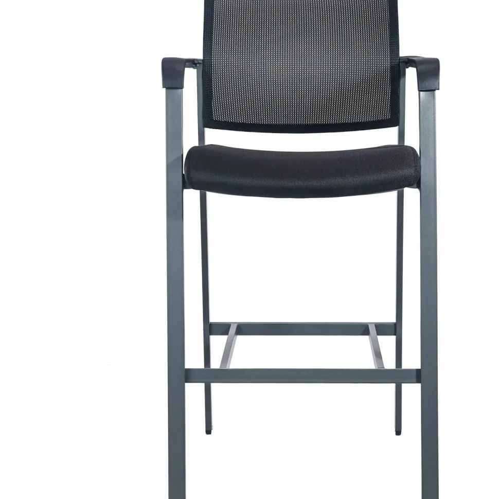 Lorell Mesh Back Stackable Guest Stool, Black/Gray
