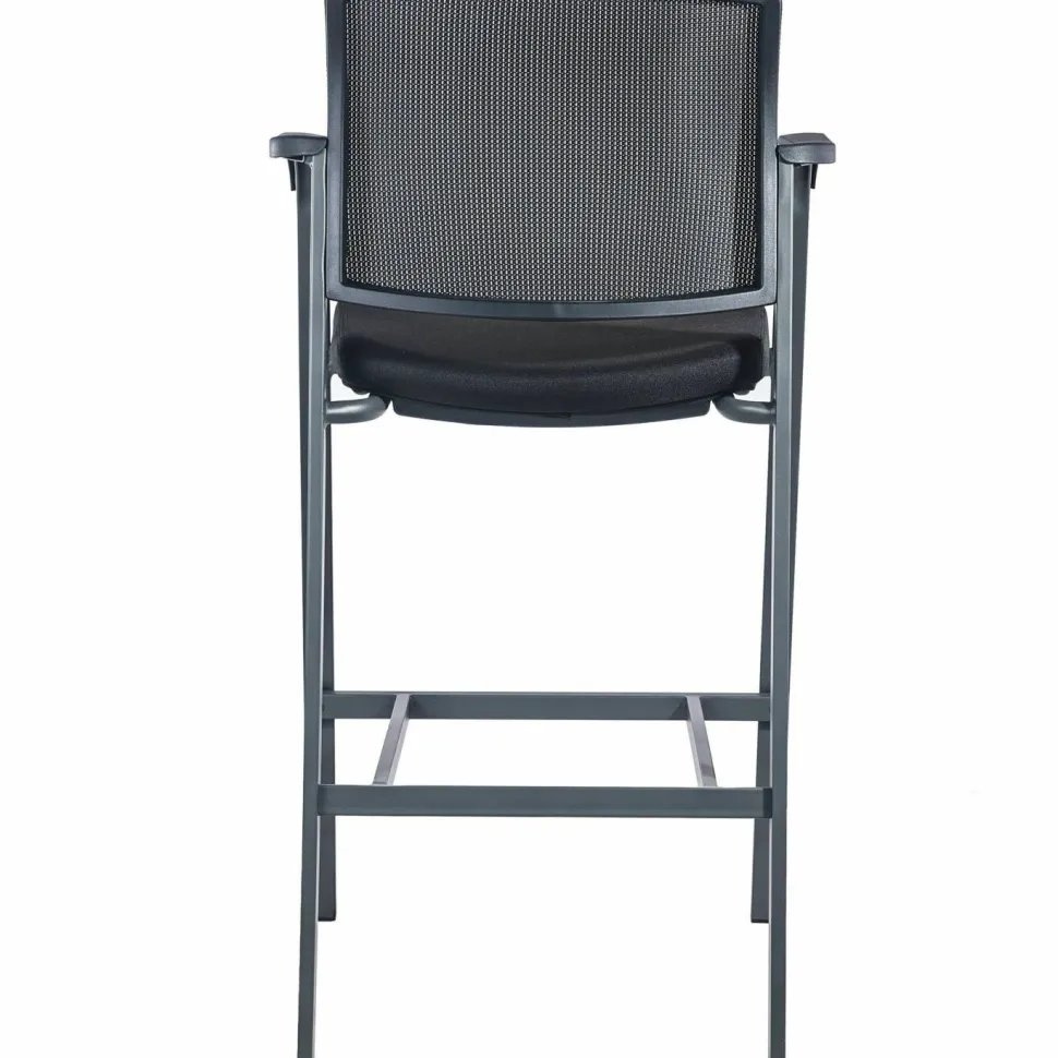 Lorell Mesh Back Stackable Guest Stool, Black/Gray