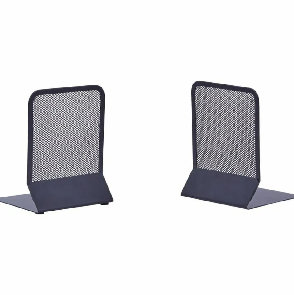 Lorell Mesh Bookends, Black, Set Of 2