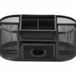 Lorell Mesh Deluxe Desktop Organizer, Black