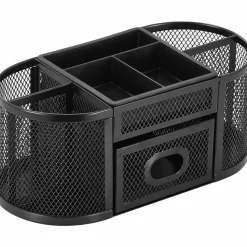 Lorell Mesh Deluxe Desktop Organizer, Black