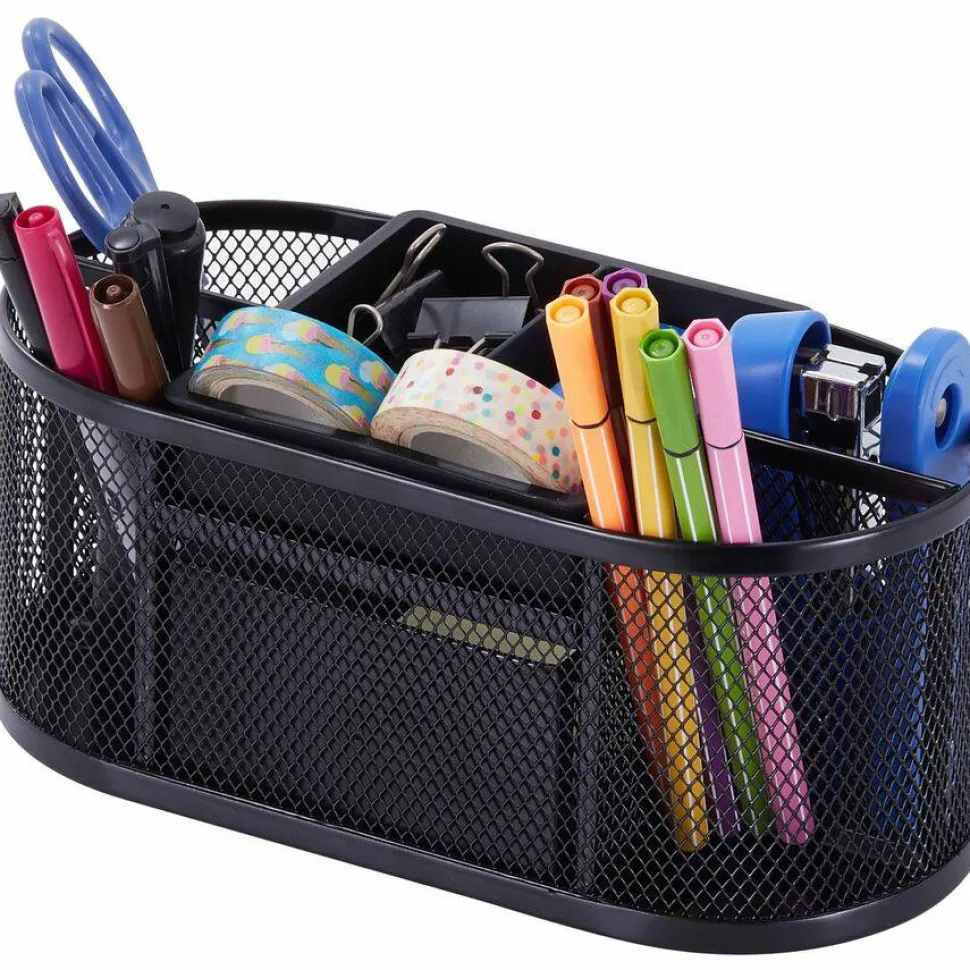 Lorell Mesh Deluxe Desktop Organizer, Black