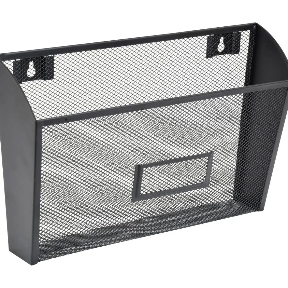 Lorell Mesh Single Wall Pocket, Letter Size, Black
