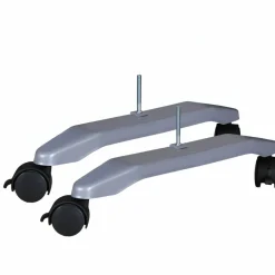 Lorell Mobile T-Foot Set With Casters, 2.40"W x 1.50"D x 17.80"H, Metal, Silver, 2 / Set