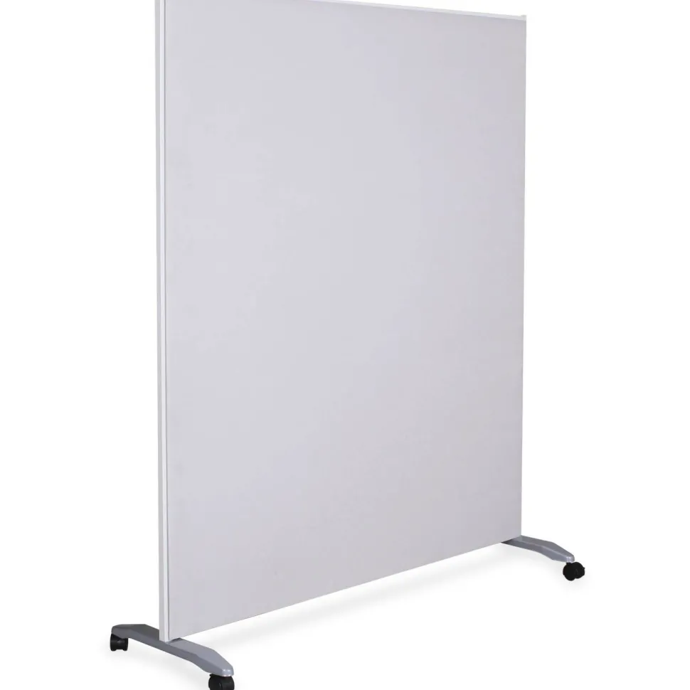 Lorell Mobile T-Foot Set With Casters, 2.40"W x 1.50"D x 17.80"H, Metal, Silver, 2 / Set