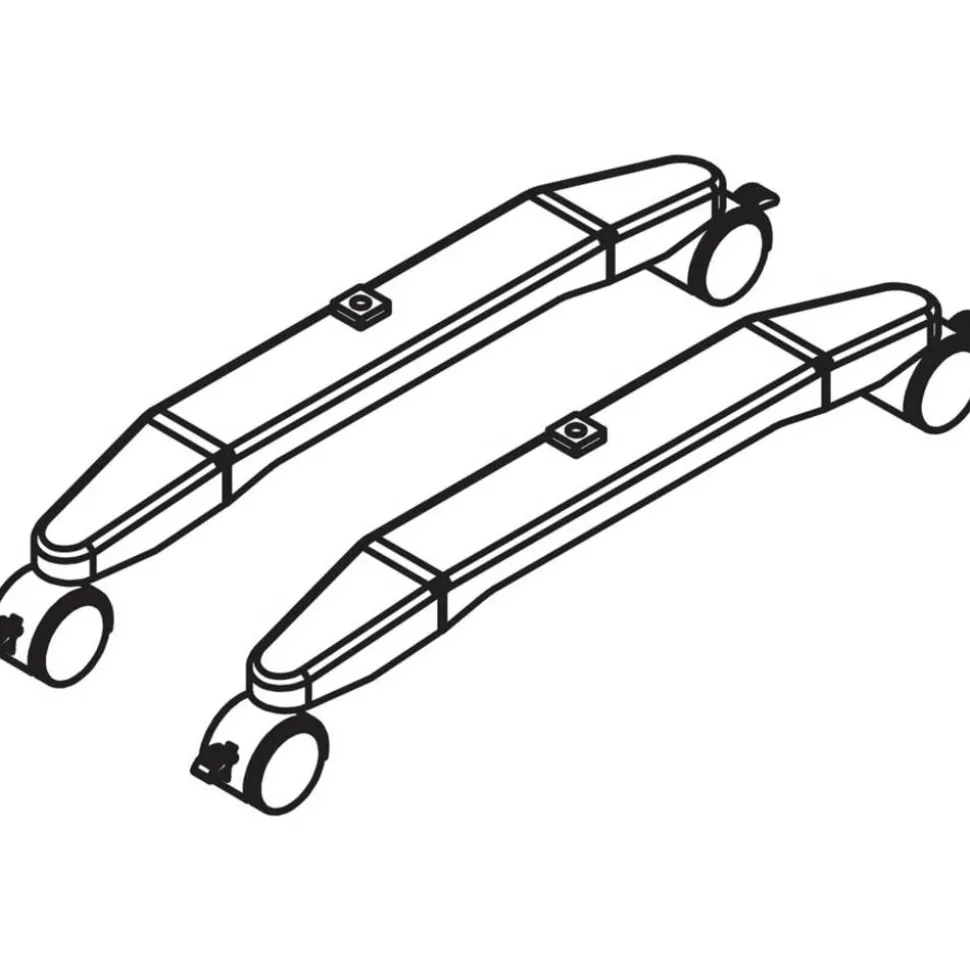 Lorell Mobile T-Foot Set With Casters, 2.40"W x 1.50"D x 17.80"H, Metal, Silver, 2 / Set