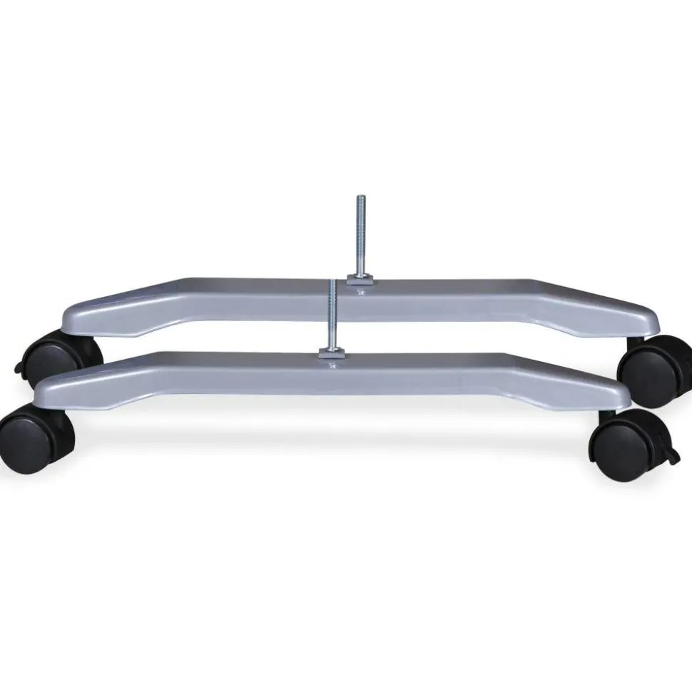 Lorell Mobile T-Foot Set With Casters, 2.40"W x 1.50"D x 17.80"H, Metal, Silver, 2 / Set