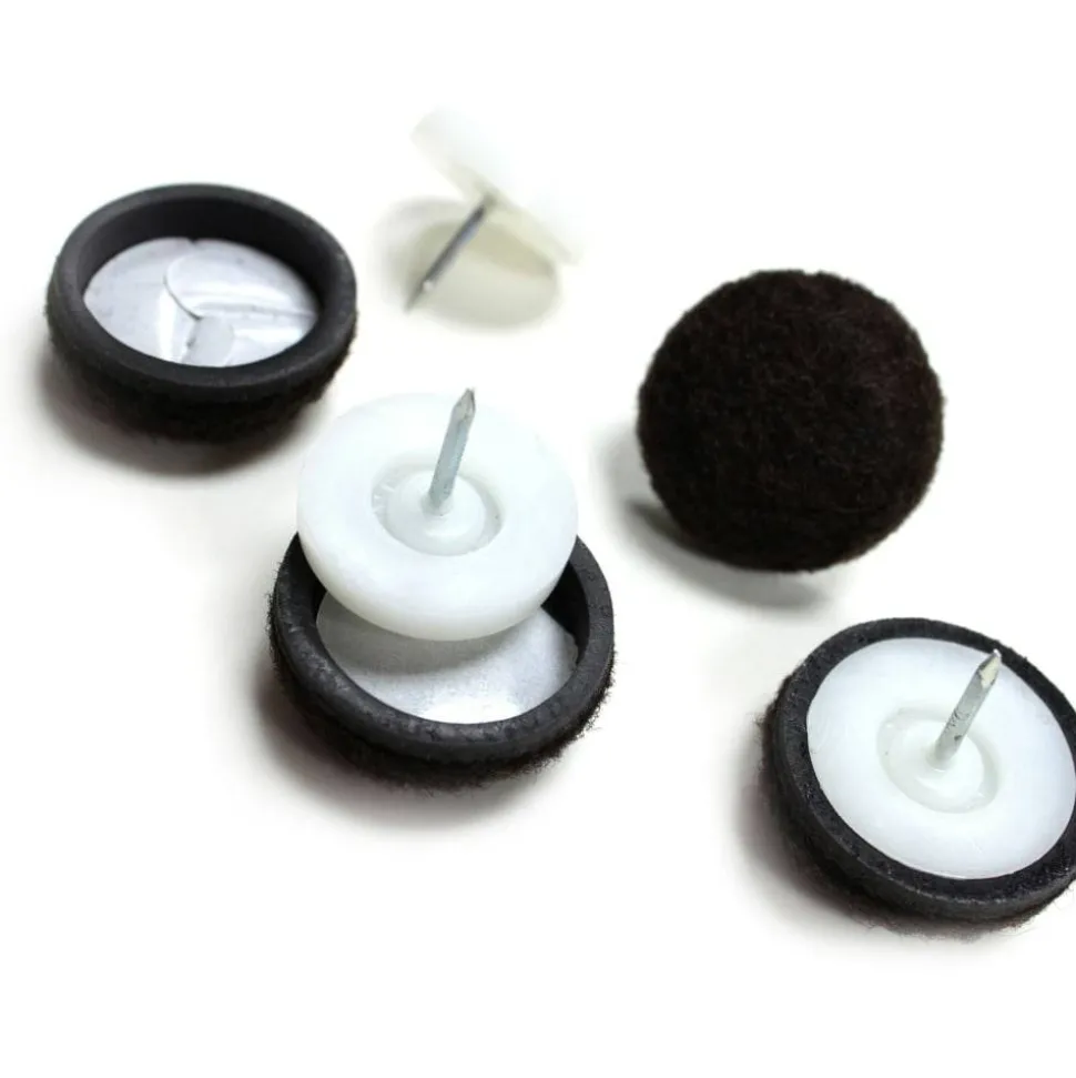 Lorell Nail-in Chair Tips with Felt - Brown - 16 / Bag
