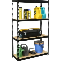 Lorell Narrow Steel Shelving, 48"H x 30"W x 12"D, Recycled, Black, Steel, 1Each