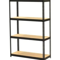 Lorell Narrow Steel Shelving, 48"H x 30"W x 12"D, Recycled, Black, Steel, 1Each