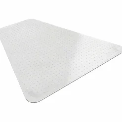 Lorell PlushMat Medium Pile Studded Chair Mat, For L-Workstation With Lip, 60 "x 66", Clear