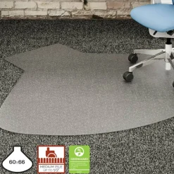 Lorell PlushMat Medium Pile Studded Chair Mat, For L-Workstation With Lip, 60